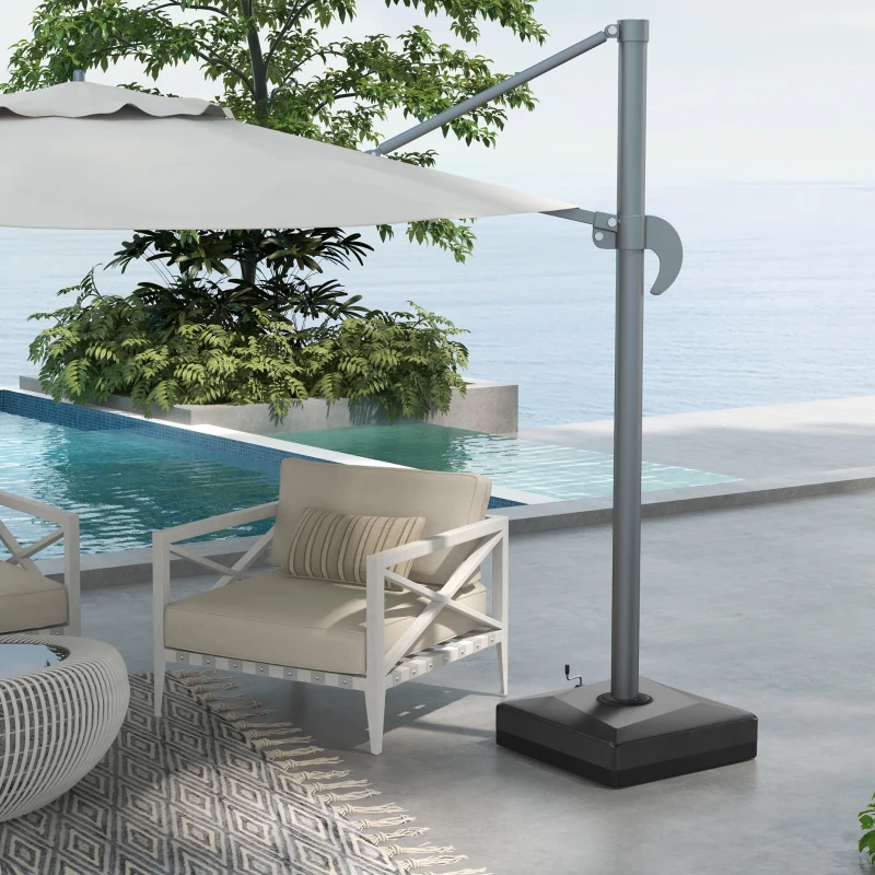 Outsunny 330 lbs. Fillable Umbrella Base for 84D-110V02 Model Umbrella, Cantilever Umbrella Stand, Wheels, Adjustable Feet, Black