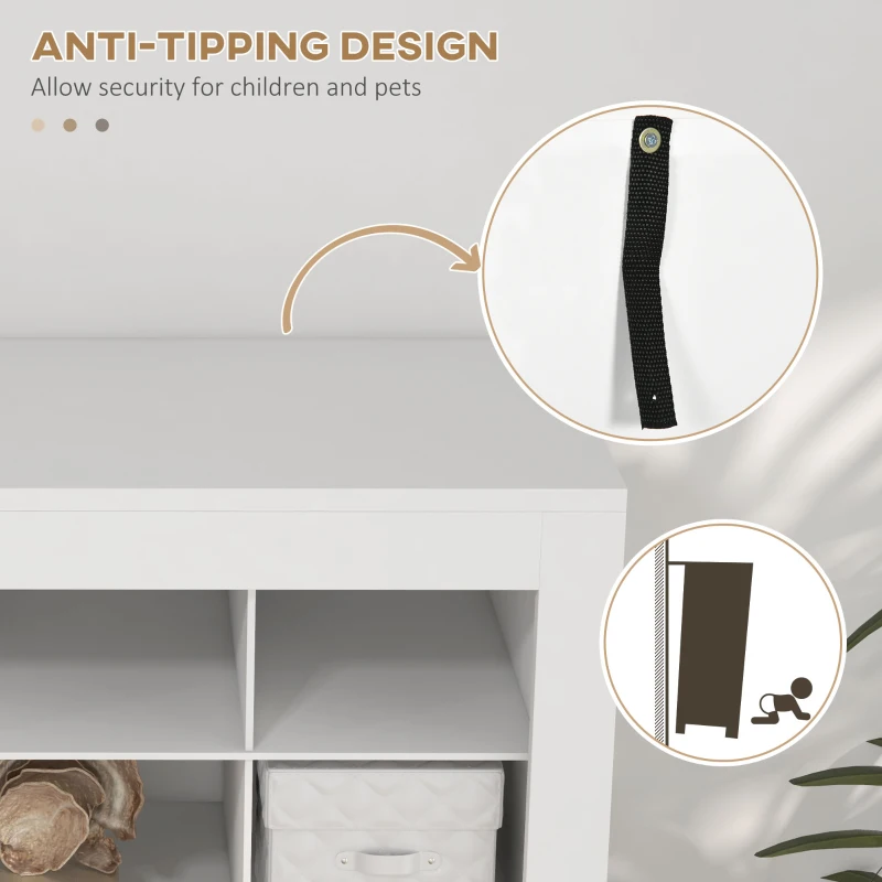 HOMCOM 71" Shoe Storage Cabinet with 3 Heights of Open Cubes for 36 Pairs, Narrow Shoe Organizer for Entryway, Hallway, White