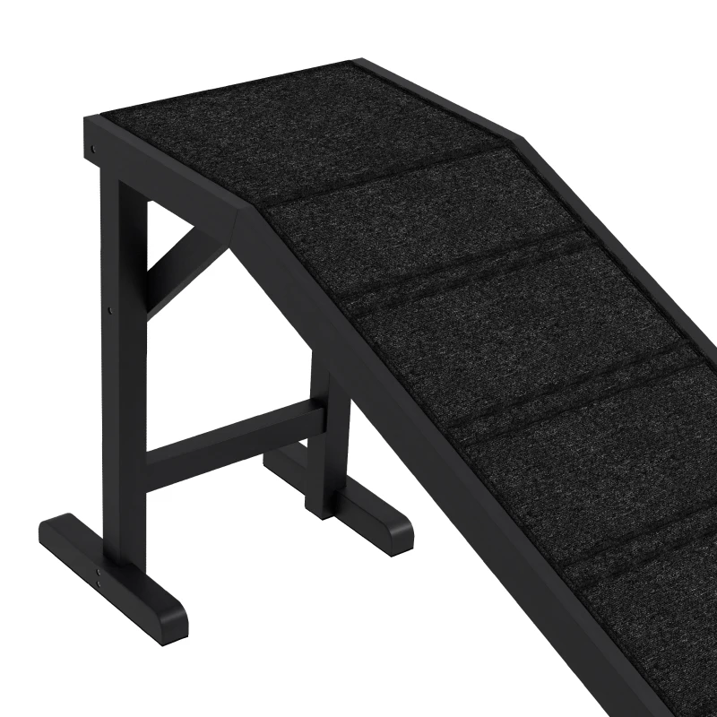 PawHut Dog Ramp w/ Non-Slip Carpet and Top Platform, 74" x 16" x 25", Black