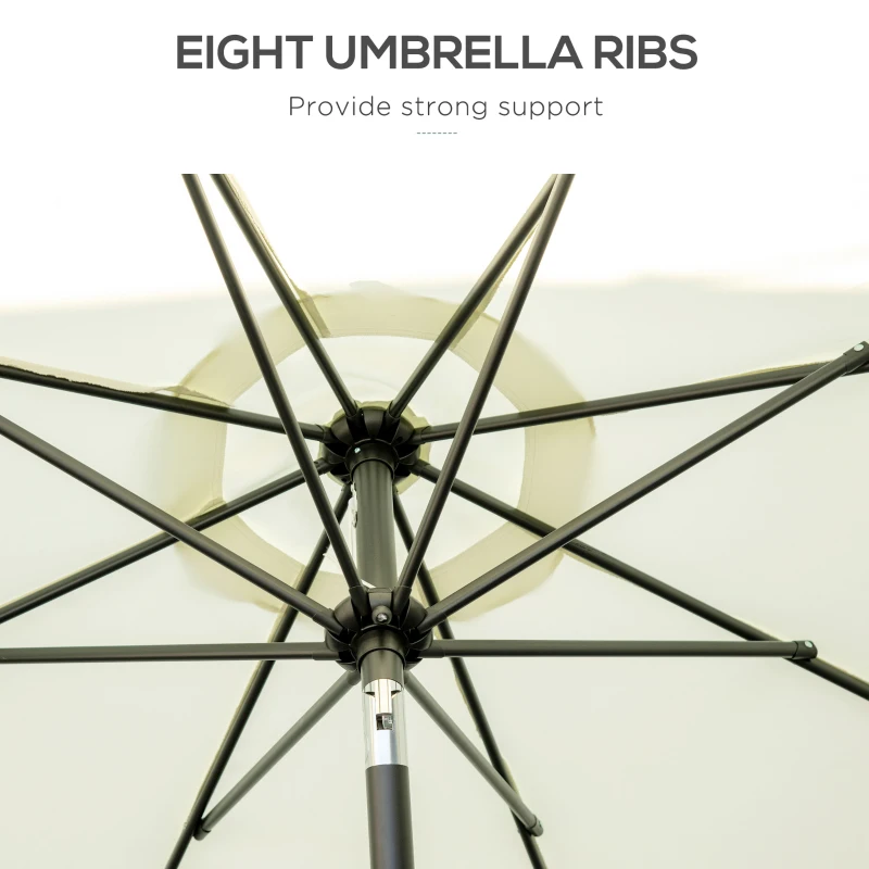 Outsunny 9 ft Cantilever Umbrella with Push Button Tilt and Crank Tassles and 8 Ribs Shade Umbrellas for Garden