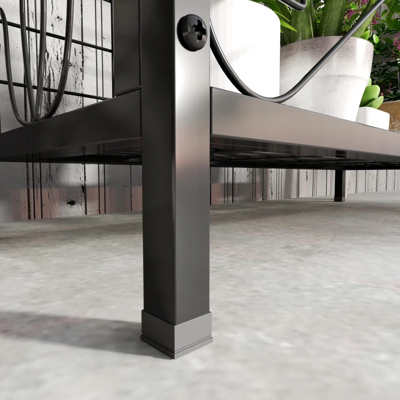 Outsunny Metal Tall Plant Stand with Trellis and Hanging Bar, Plant Holder for Indoor Outdoor Use, 35" x 12.8" x 74", Black