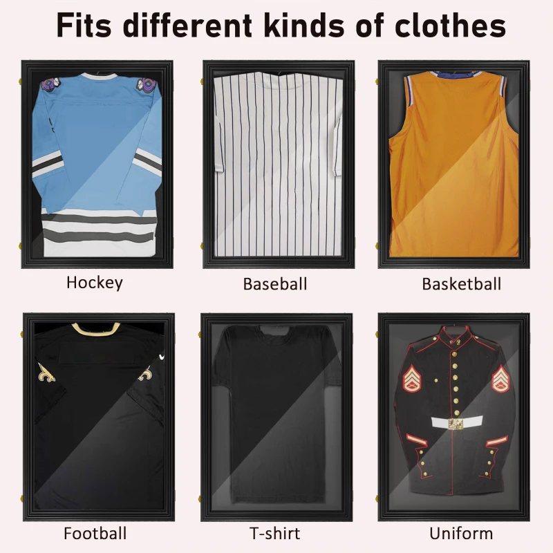 HOMCOM 24" x 32" Acrylic Shadow Box Frame, UV-Resistant Jersey Display Case with T-shirt Hanger and 2 Keys, Black