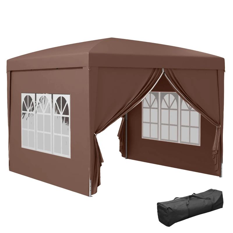 Outsunny 10x10ft Folding Tent Gazebo Pop Up Party Wedding Tent Portable Outdoor Sunshade Coffee