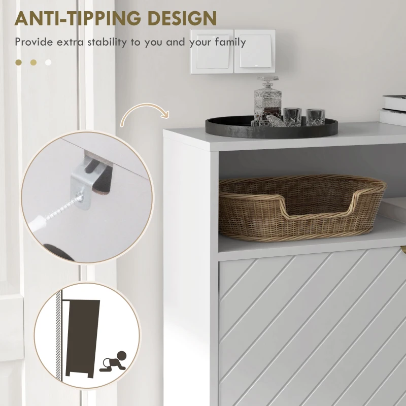 HOMCOM Modern Shoe Storage Cabinet with 2 Flip Drawers for 12 Pairs, Narrow Shoe Organizer for Entryway, Hallway, White