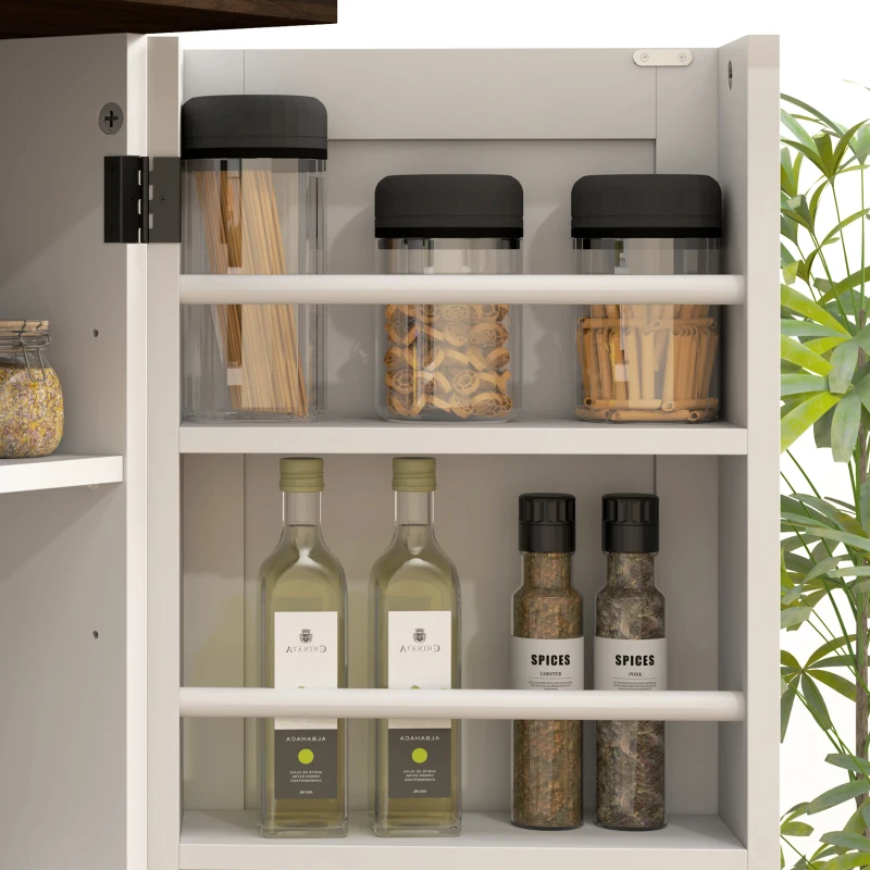 HOMCOM 64" Tall Kitchen Pantry Cabinet with Spice Racks and Adjustable Shelves, White