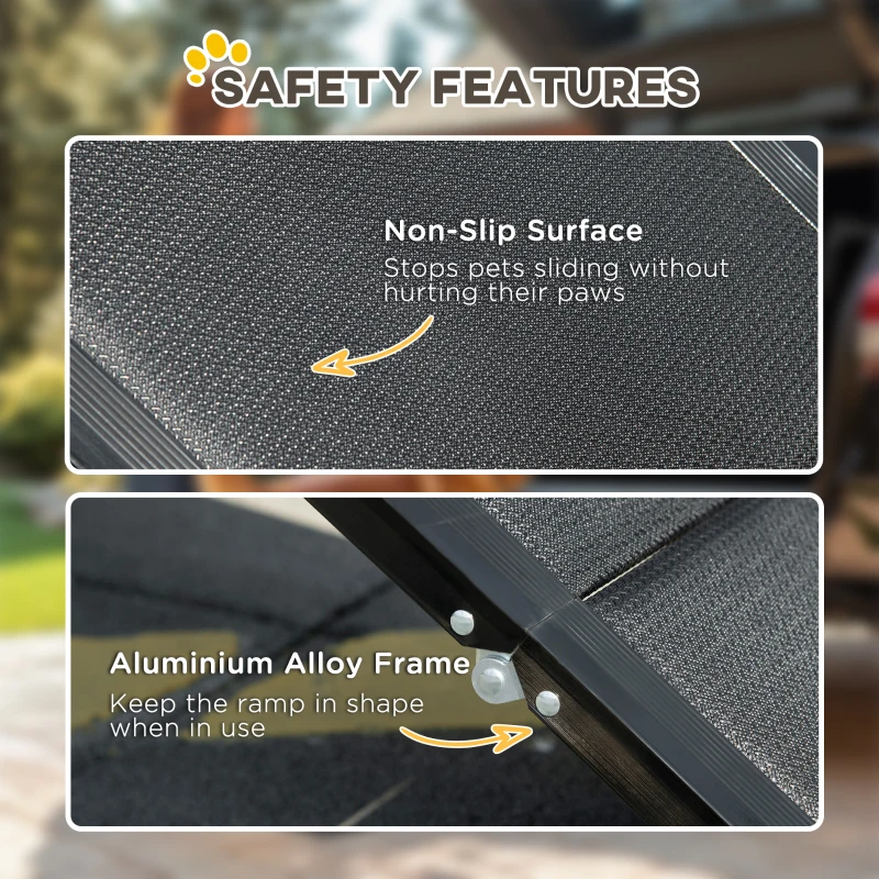 PawHut Folding Dog Ramp for Cars, Trucks, SUVs, 62 Inch, Holds 88 lbs.