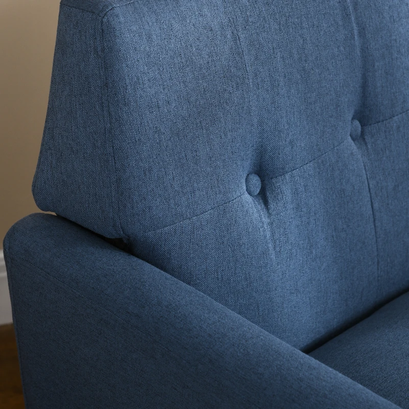 HOMCOM Traditional Accent Chair, Button Tufted Armchair with Wood Legs for Living Room, Bedroom, Blue