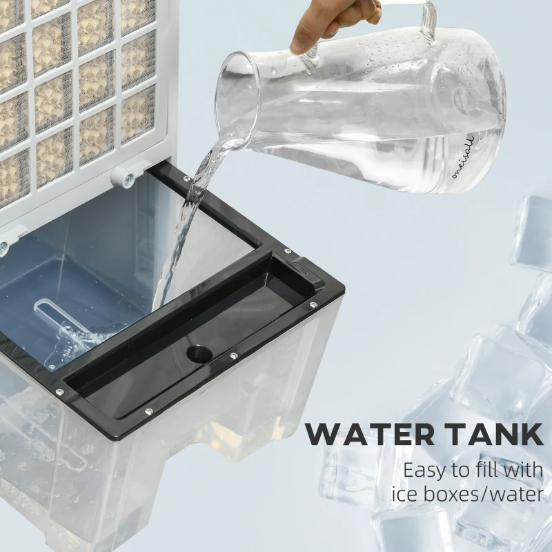 HOMCOM 32" Evaporative Air Cooler with 3.2 Gal Water Tank, 60° Oscillating, 3-In-1 Ice Cooling Fan, Portable Swamp Cooler with Humidifier for Home Office, 3 Modes, 3 Speeds, 12H Timer, Remote, White