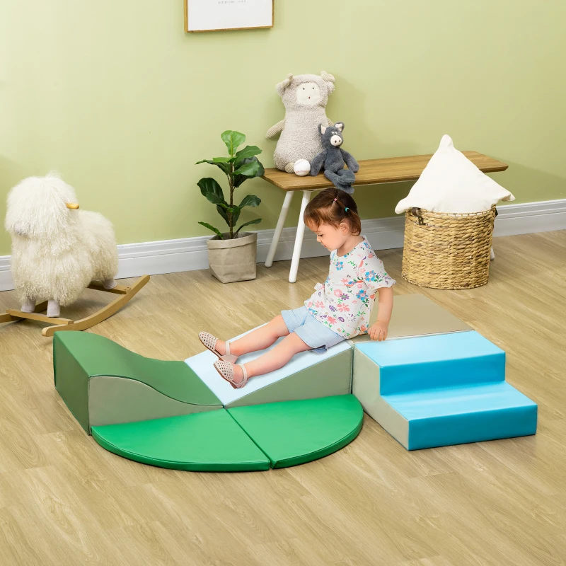 Qaba 6-Pieces Foam Climbing Blocks for Toddlers 1-3 Years, Soft Play Set for Climb and Crawl, Contemporary
