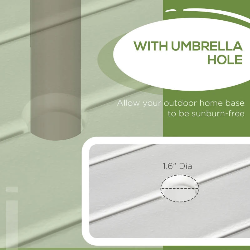 Outsunny Aluminum Frame Round Patio Table with Umbrella Hole, Outdoor Dining Table for 4 People, White