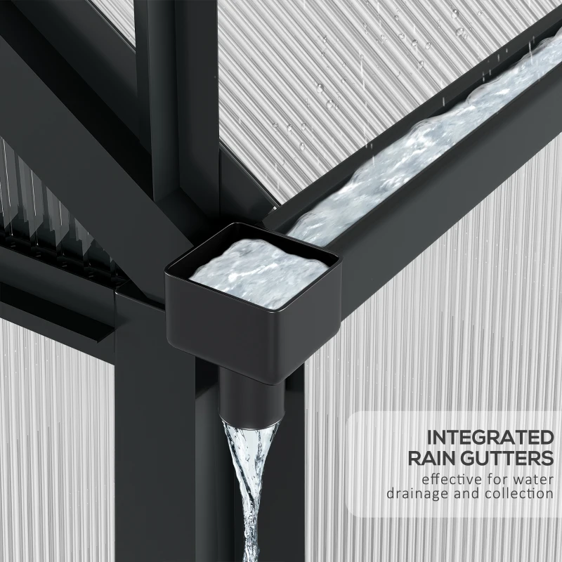 Outsunny Polycarbonate Greenhouse, Heavy Duty Outdoor Aluminum Walk-in Green House Kit Vent Door, 6.2'x4.3'x6.6' Gray