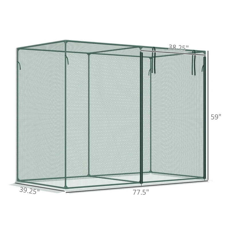 Outsunny 6' x 3' Crop Cage, Plant Protection Tent with Zippered Doors for Vegetable Garden, Backyard, Green