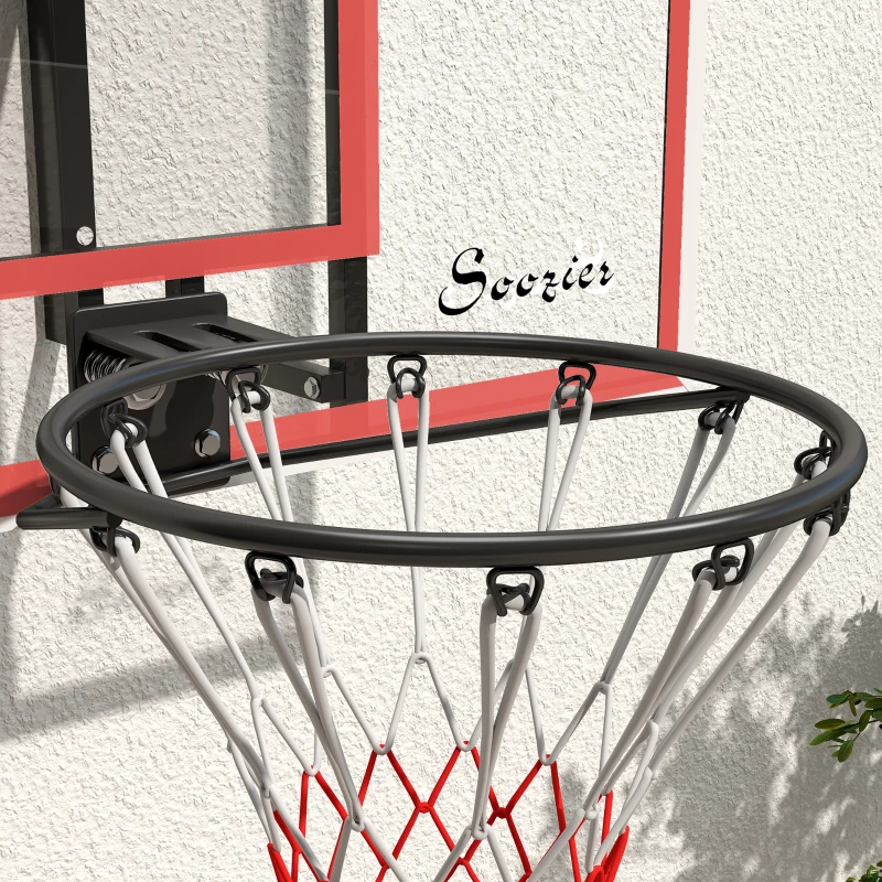 Soozier Wall Mounted Basketball Hoop with 43'' x 30'' Shatter Proof Backboard, for Indoor and Outdoor, White