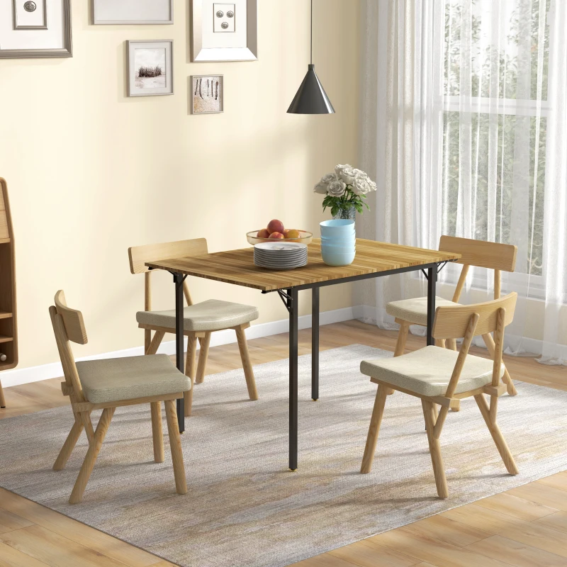 HOMCOM Folding Dining Table for 2 to 4 People, Industrial Drop Leaf Table, Kitchen Table for Small Spaces, Walnut