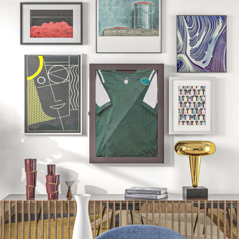 HOMCOM 23.5" x 31.5" UV-Resistant Sports Jersey Frame Display Case, Brown