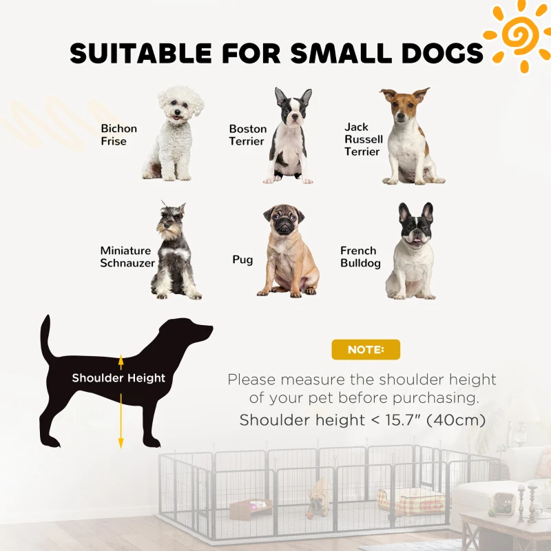 PawHut 16 Panels Dog Playpen with Straps, Portable & DIY, for Small Dogs, for Yard, RV, Camping, Garden, 24" Height