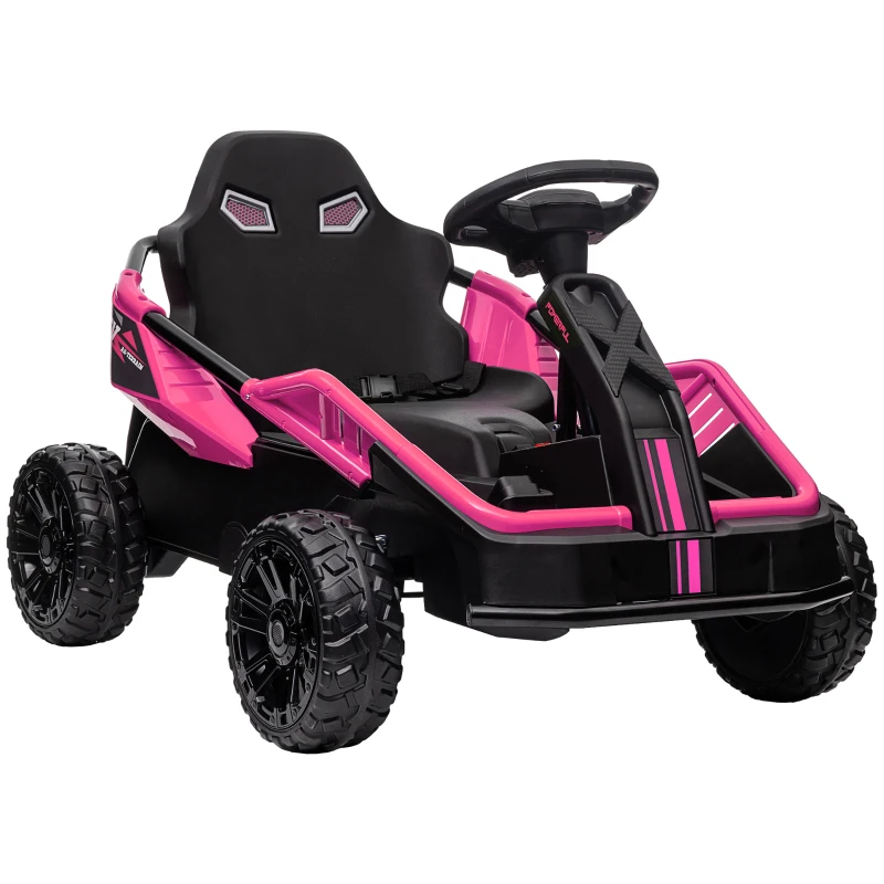 Qaba 24V Kids Electric Car Battery Powered Kids Ride on Car with Remote Control, Spring Suspension, Music, Pink