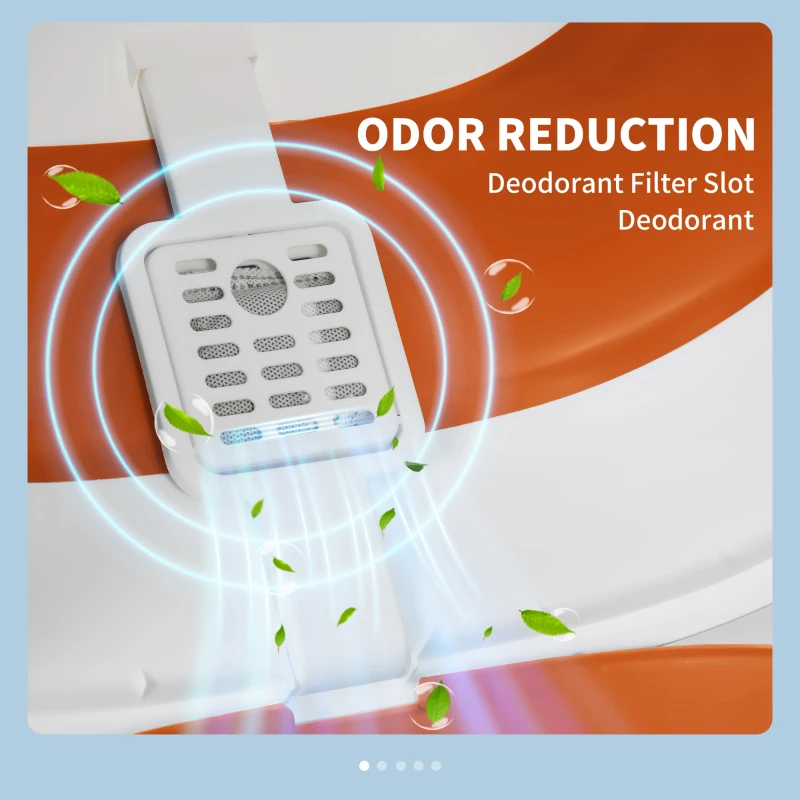 PawHut Dome Covered Cat Litter Box with Lid, White and Orange