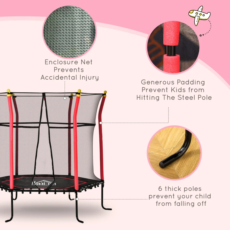 Soozier Trampoline for Kids with Net for Indoor Use, Red