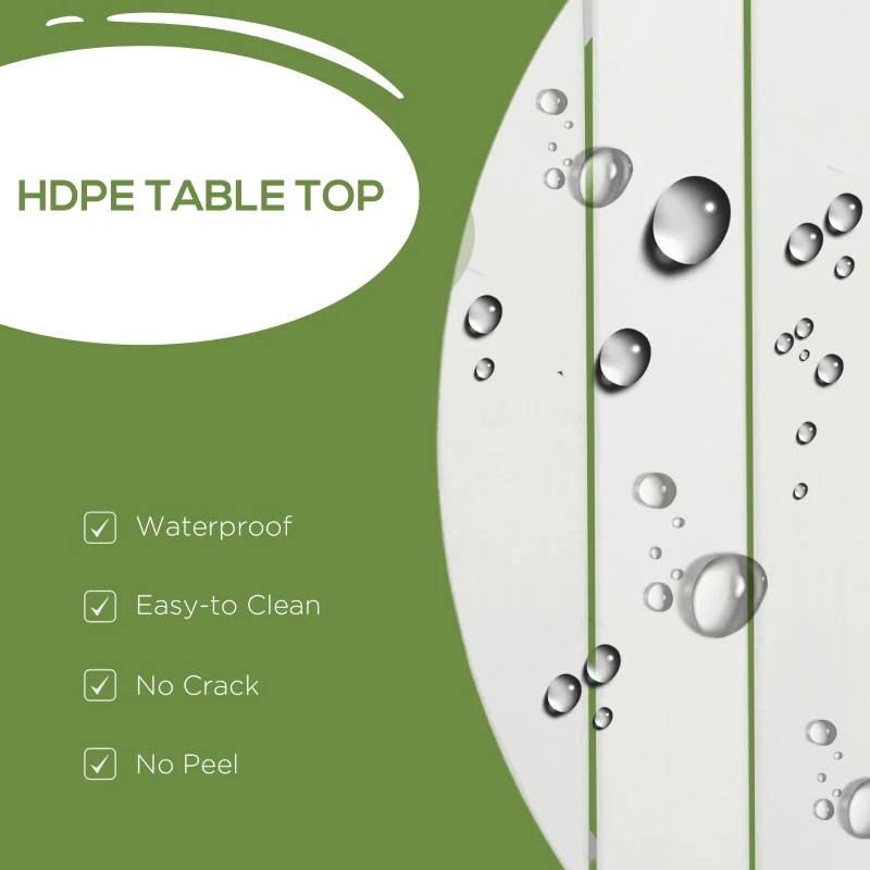 Outsunny Aluminum Frame Round Patio Table with Umbrella Hole, Outdoor Dining Table for 4 People, White