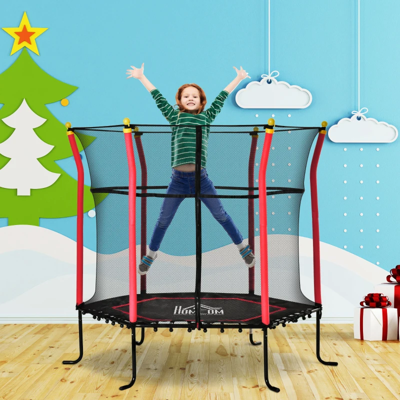 Soozier Trampoline for Kids with Net for Indoor Use, Red