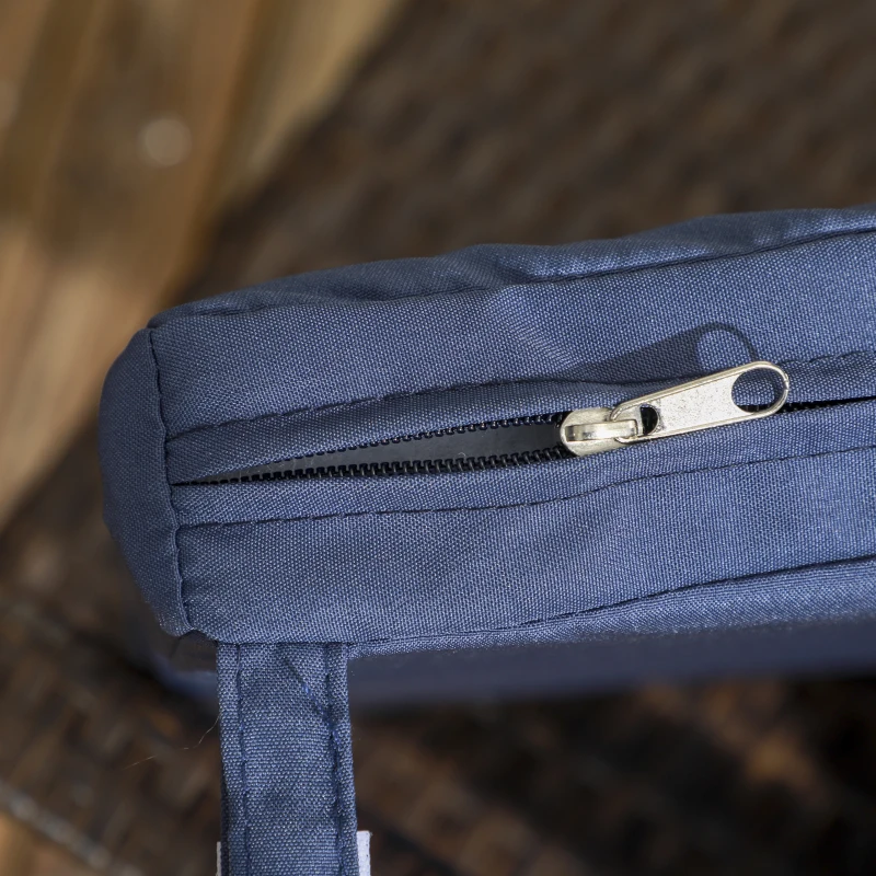 Outsunny Stackable 4 PE Rattan Outdoor Dining Chairs with Cushions, Patio Wicker Dining Chairs with Armrests & Backrest, Blue