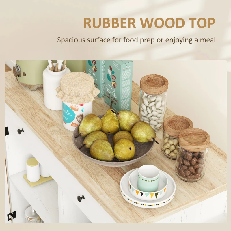 HOMCOM Farmhouse Rolling Island with Wheels for Kitchen, Wood Breakfast Bar Kitchen Island on Rollers, Drawer and Doors, White