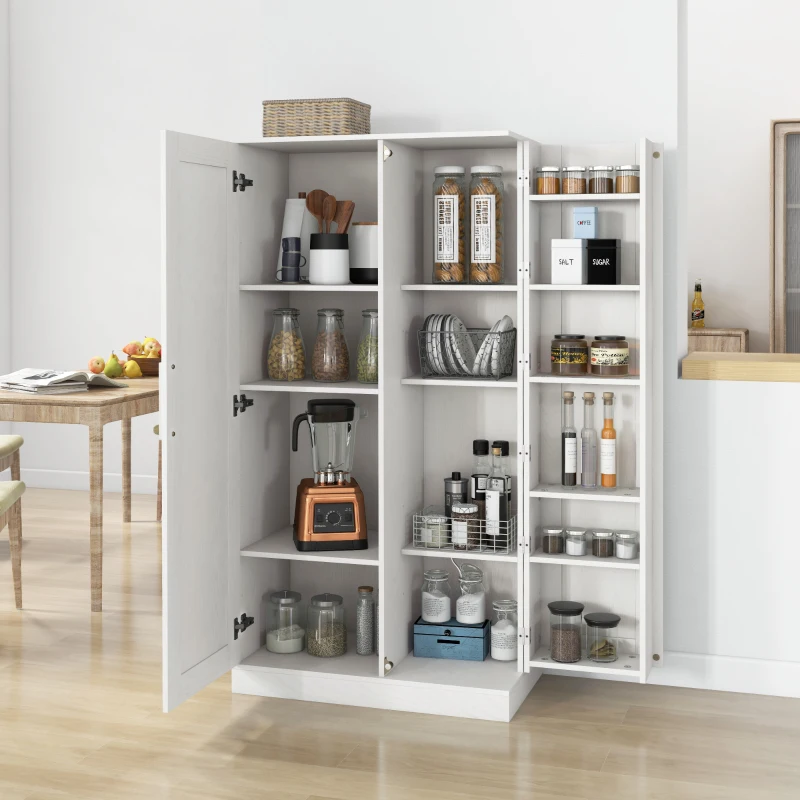 HOMCOM Kitchen Pantry Storage Cabinet, 14-Tier Freestanding Kitchen Cupboard for Living Room, Dining Room Storage, White