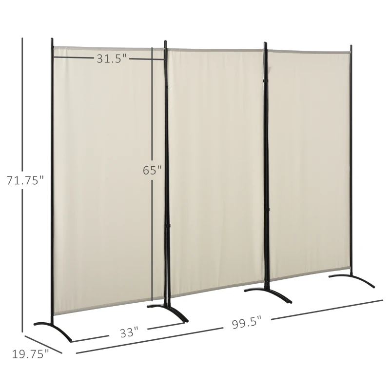 HOMCOM 6' 3 Panel Room Divider, Indoor Privacy Screen for Home, Beige