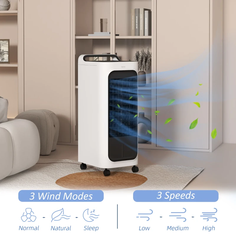 HOMCOM Room Air Cooler with Ice Packs, Ice Cooling Fan Water Humidifier Unit with Remote, Timer, Oscillating