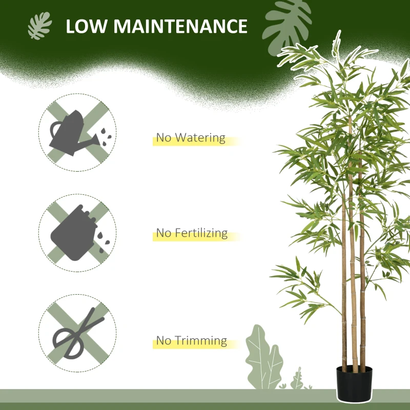 HOMCOM 6ft Artificial Tree, Indoor Fake Bamboo with Pot, for Home Office Living Room Decor