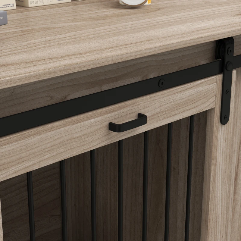 PawHut 71" Modern Dog Kennel Furniture with Removable Divider, Storage for 2 Small Dogs or 1 Large Dog, Walnut