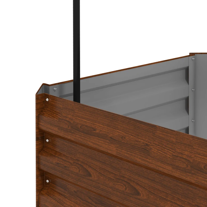 Outsunny Galvanized Planter Box, 24" x 24" x 73.5" Raised Garden Bed with Tomato Cage for Climbing Vines, Brown