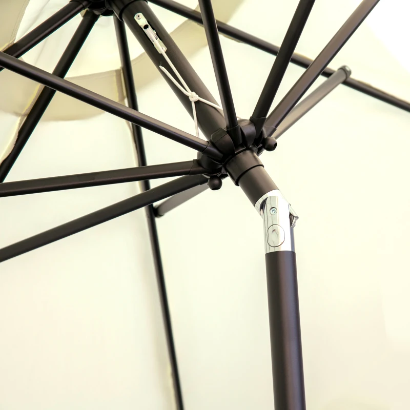 Outsunny 9 ft Cantilever Umbrella with Push Button Tilt and Crank Tassles and 8 Ribs Shade Umbrellas for Garden
