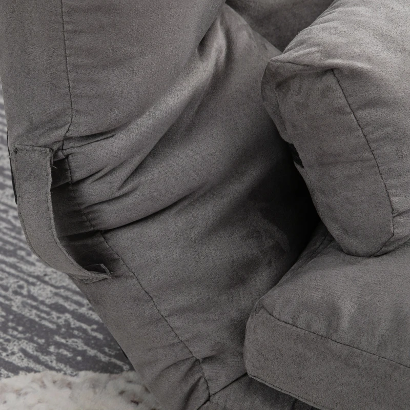 HOMCOM Recliner Sofa, Convertible Floor Sofa Chair with 2 Pillows, Adjustable Backrest and Headrest, Dark Gray