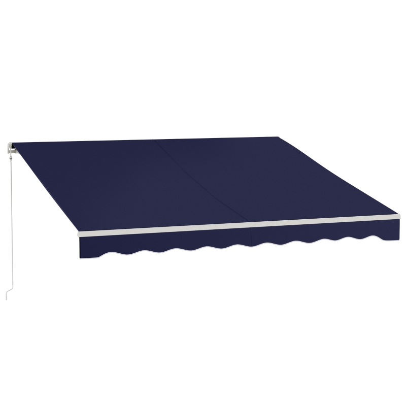 Outsunny 12' x 10' Electric Retractable Awning Sunshade Shelter with Remote Controller, Crank Handle for Deck Balcony Yard, Blue