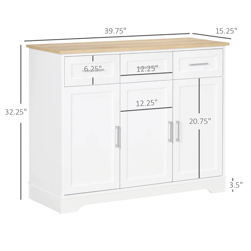 HOMCOM Modern Kitchen Sideboard Buffet Cabinet with Storage, Kitchen Island Dining Room Cabinet Living Room Furniture