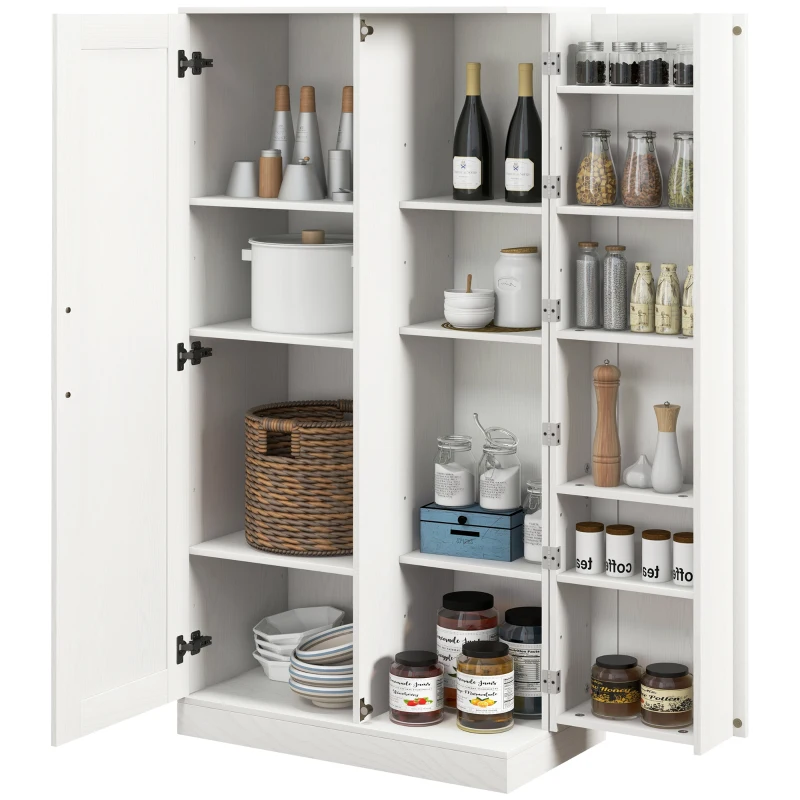 HOMCOM Kitchen Pantry Storage Cabinet, 14-Tier Freestanding Kitchen Cupboard for Living Room, Dining Room Storage, White