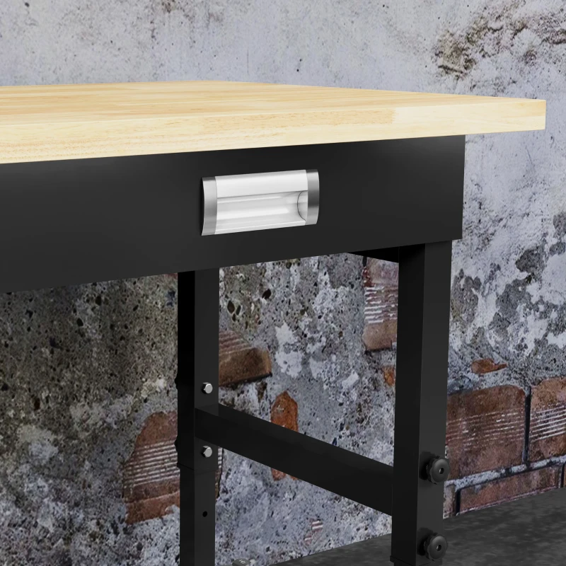 HOMCOM 47" Work Bench with Drawer with Drawer, Black/Natural