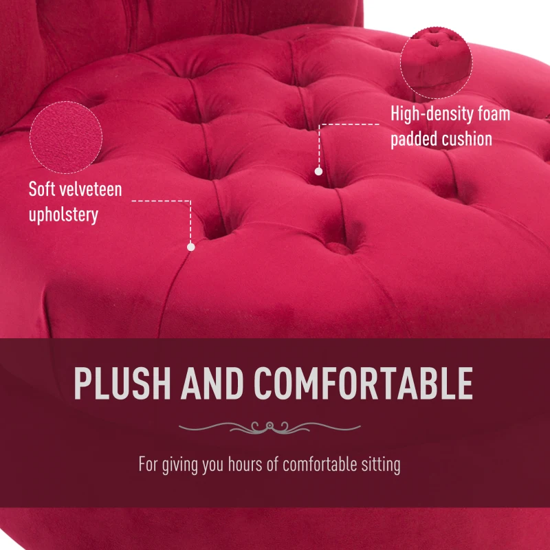 HOMCOM Retro High Back Armless Royal Accent Chair Fabric Upholstered Tufted Seat for Living Room, Dining Room and Bedroom, Crimson Red