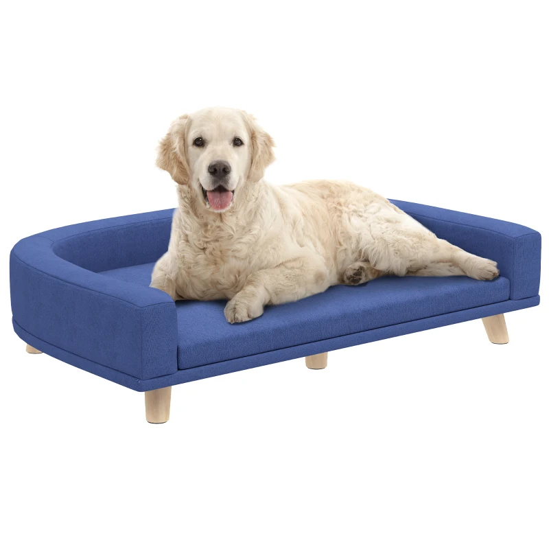 PawHut Dog Sofa Couch Bed with Washable Cushion for Large Dogs, Cats, Blue