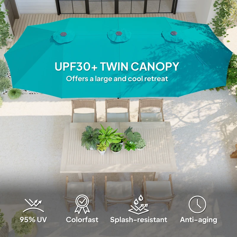 Outsunny 13 ft. Extra Large Patio Umbrella with Easy Crank Handle, Vents for Outdoor, Patio, UPF30+, Navy Blue