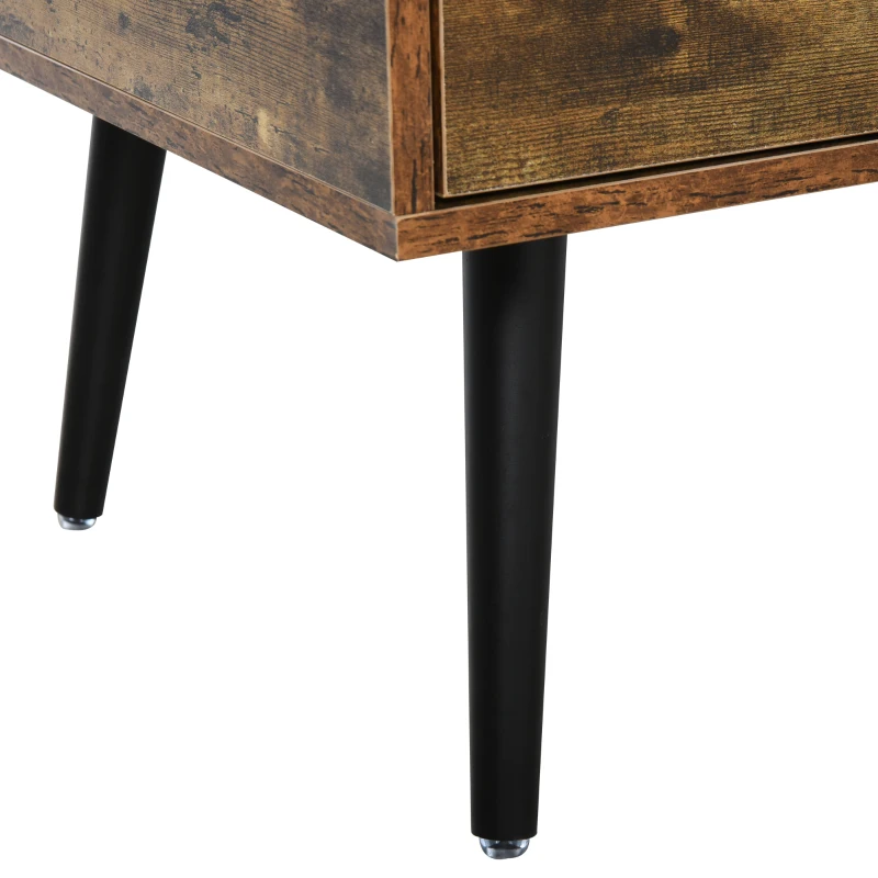 HOMCOM 43" Mid-Century Modern Coffee Table with Drawer and Shelf, Cocktail Center Table for Living Room, Rustic Brown