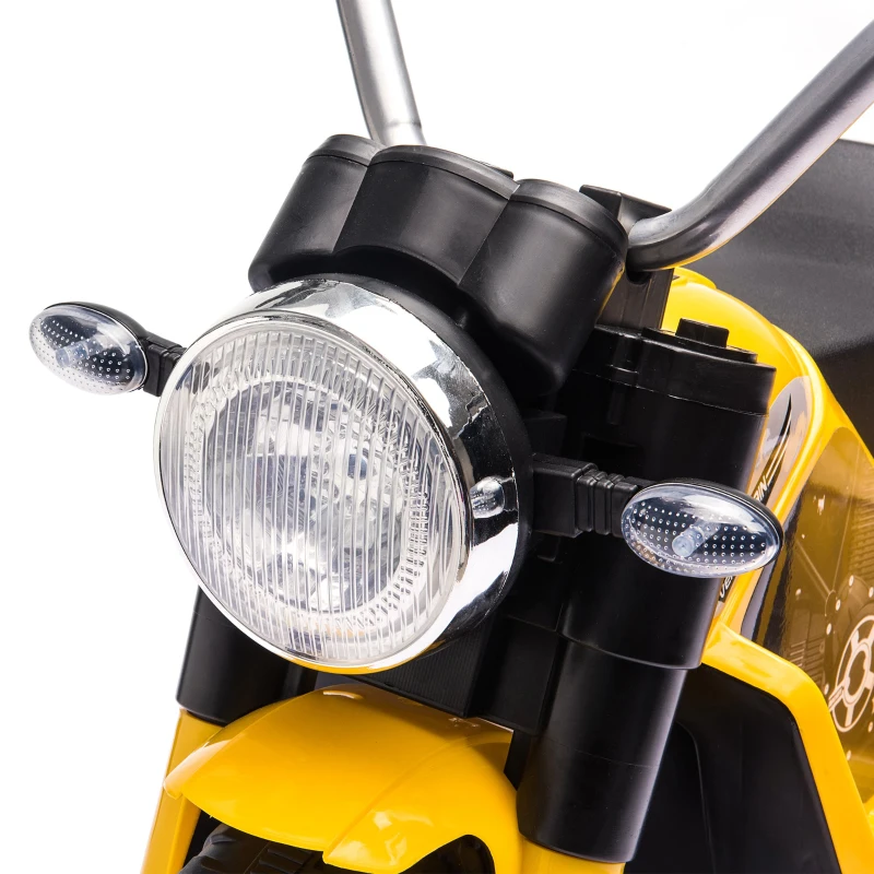Aosom Electric Motorcycle for Kids, 6V Battery Powered Ride-On Dirt Bike 3-Wheels Motorbike with Horn Headlights Realistic Sounds Speed for 18 - 36 Months Yellow