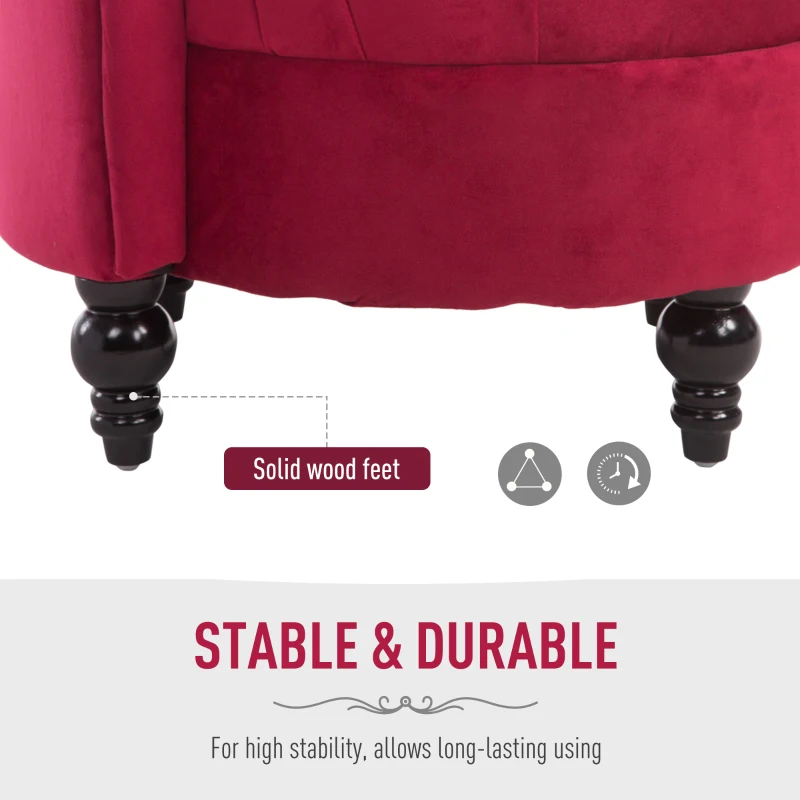 HOMCOM Retro High Back Armless Royal Accent Chair Fabric Upholstered Tufted Seat for Living Room, Dining Room and Bedroom, Crimson Red