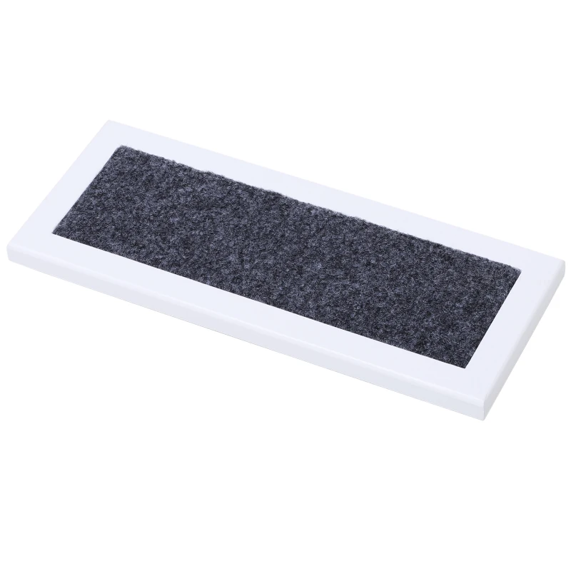 PawHut 3 Step Wooden Carpeted Non Slip Pet Stairs Ramp for Cats and Small Dogs - White