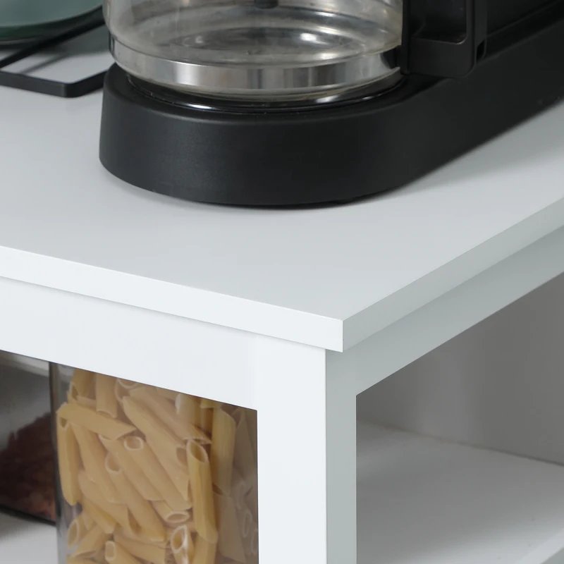 HOMCOM Sideboard Buffet Cabinet with Open Shelf, Glass Doors and Adjustable Shelf, Accent Cabinet for Kitchen, Living Room, White