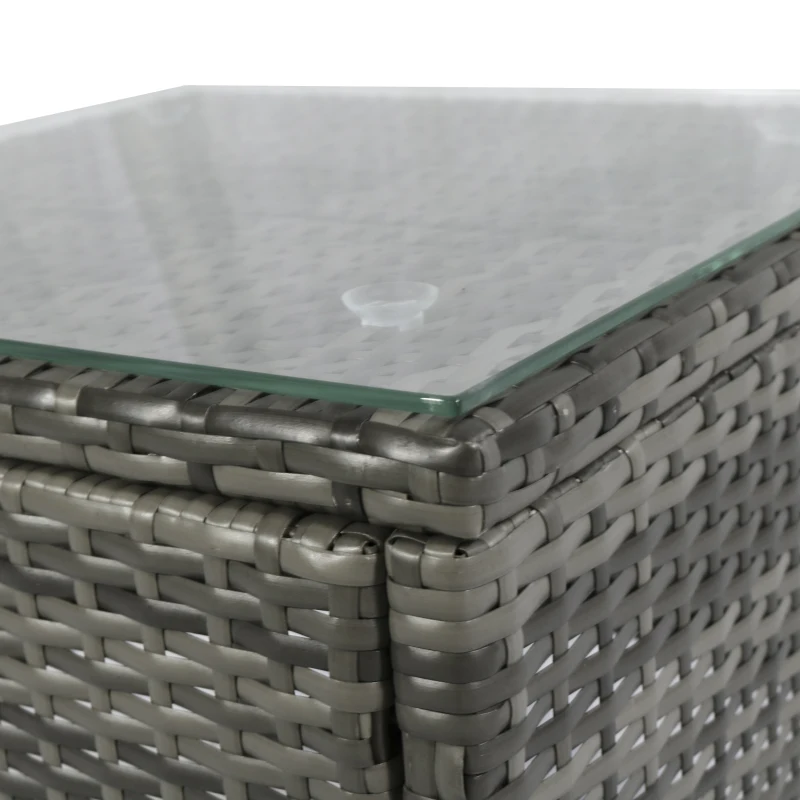 Outsunny 5 Pieces Rattan Wicker Lounge Chair Outdoor Patio Conversation Set with 2 Cushioned Chairs, 2 Ottomans and Tempered Glass Top Coffee Table, Gray/Light Gray