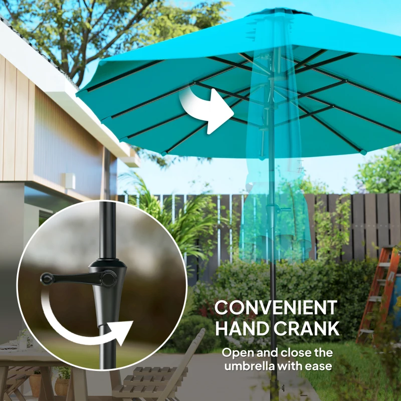 Outsunny 13 ft. Extra Large Patio Umbrella with Easy Crank Handle, Vents for Outdoor, Patio, UPF30+, Navy Blue
