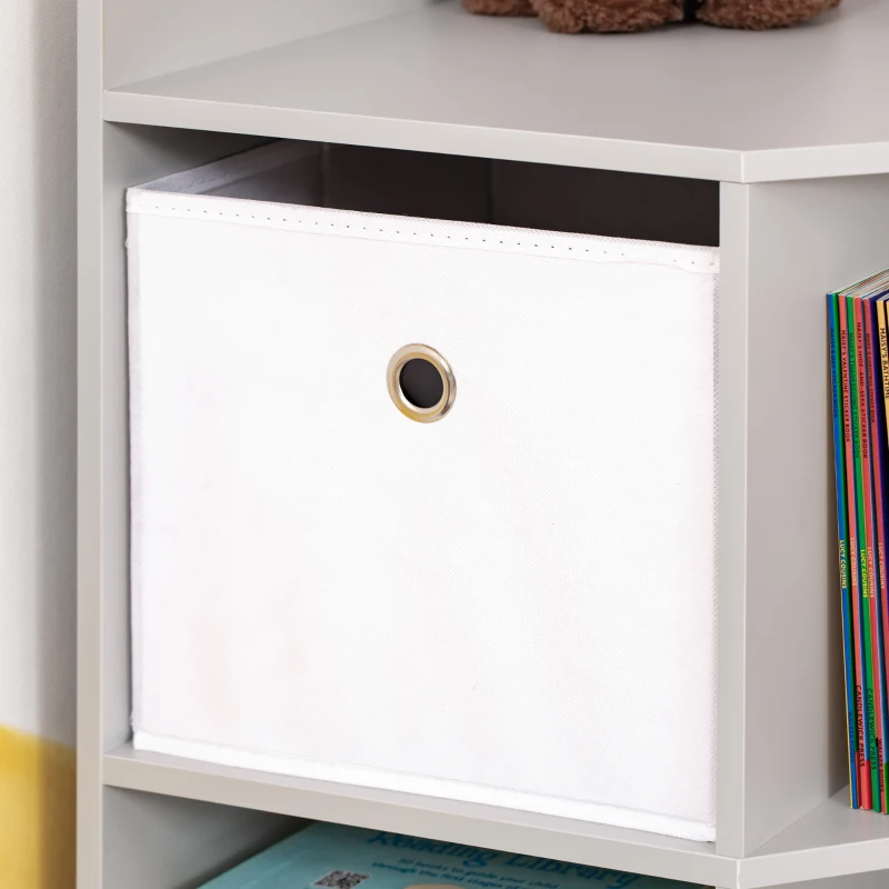 HOMCOM Kids Corner Cabinet, Cubby Toy Storage Organizer, Bookshelf Unit with Three Baskets for Playroom, Bedroom, Living Room, Gray